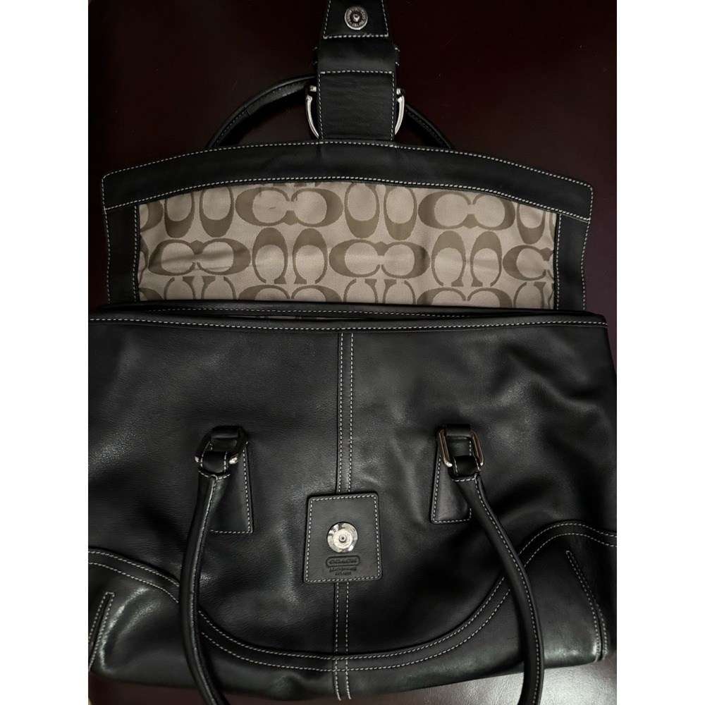 Coach Hampton Soho Satchel Purse‎ Black Supple Leather Luxury Chic Timeless - Picture 7 of 11